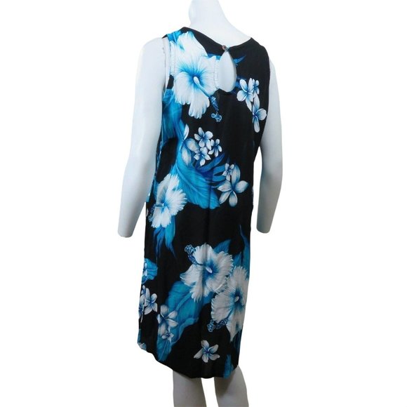 Vintage Unity Trading Hawaii Blue Floral Dress M Sleeveless Muu Muu New Old Stoc - Picture 8 of 12